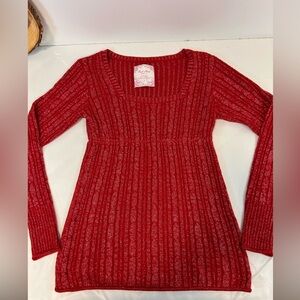 Duck Head Jeans Co. Red Sparkled Ribbed‎ Long Sleeve Sweater Women’s Large